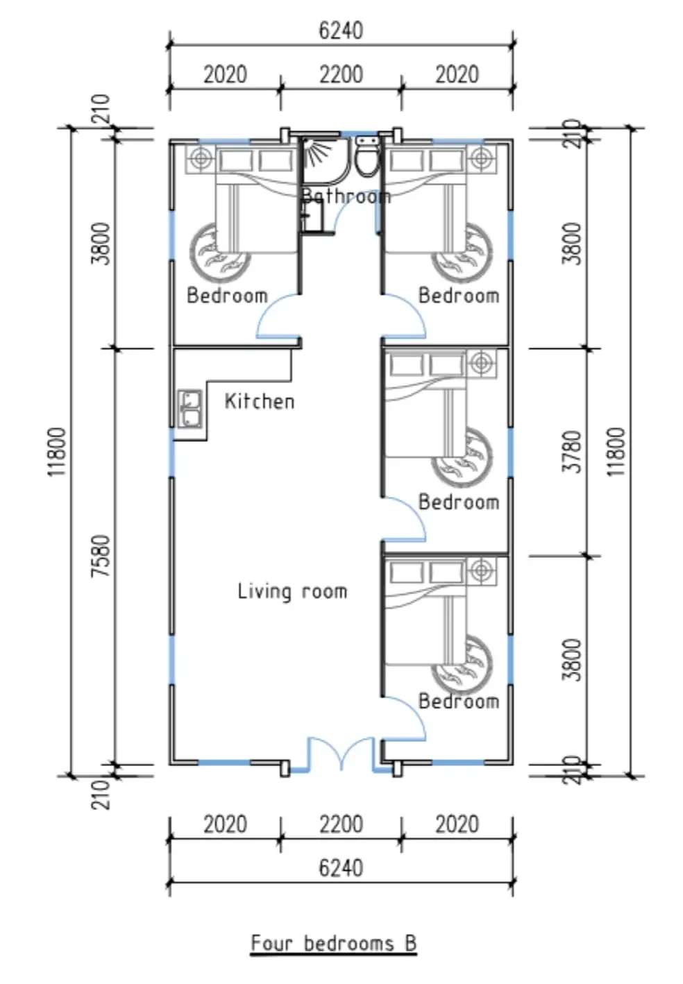 4 bedrooms.