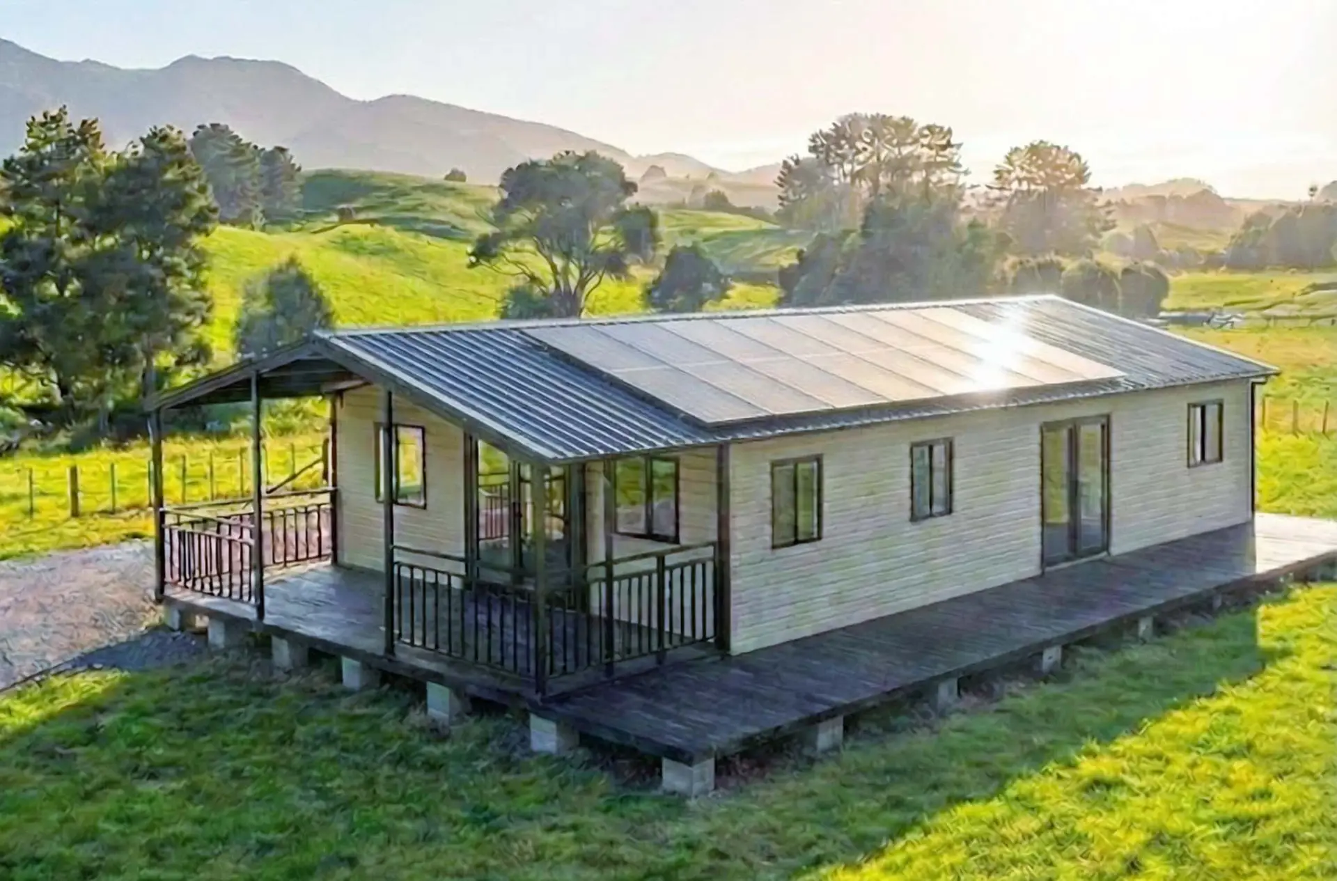 40ft premium portable home with gable roof and rooftop solar