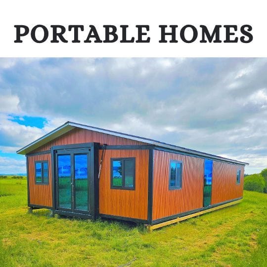 40 ft portable home NZ exterior with cedar-look cladding and gable roof, set on rural farmland